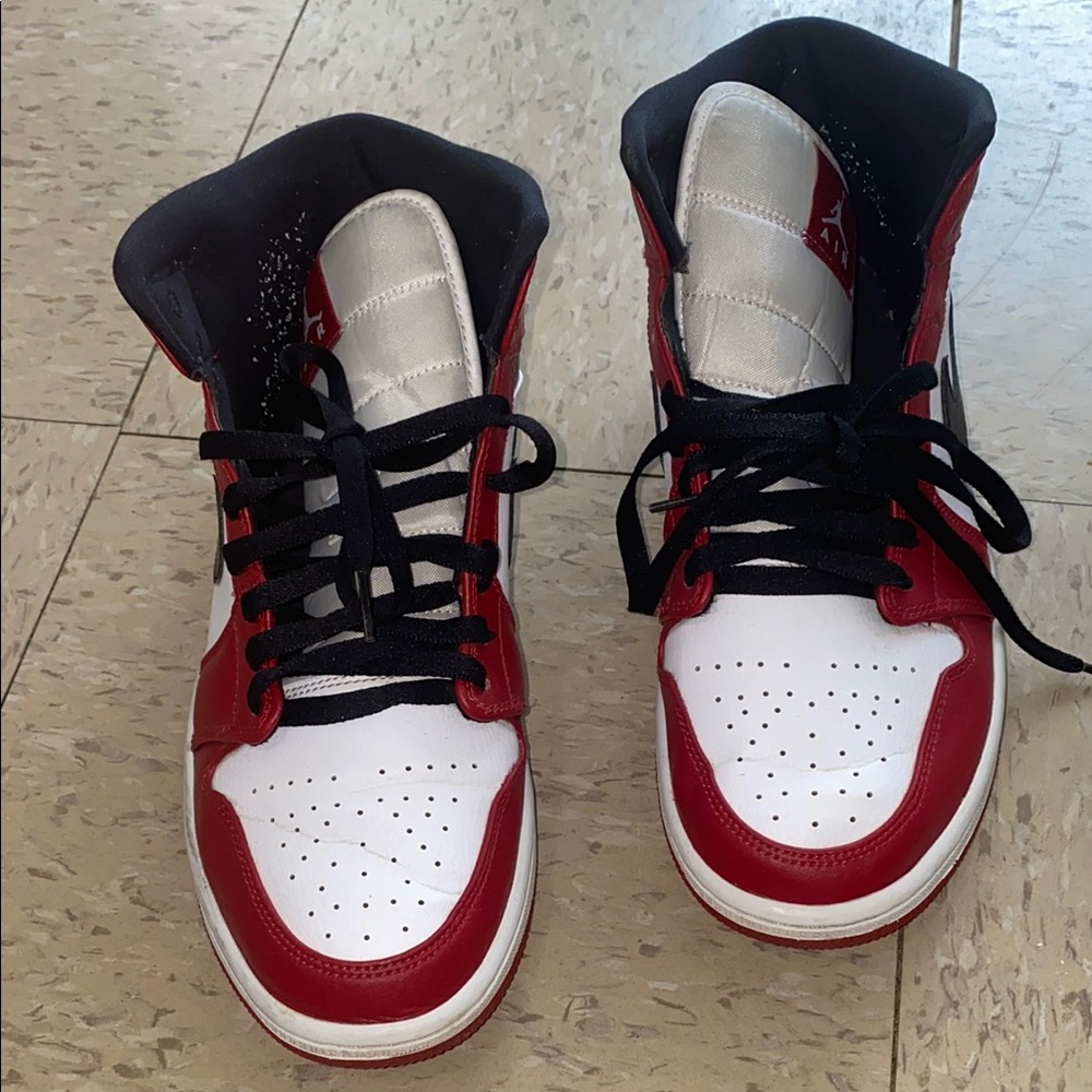 Red and White High-Top Sneakers